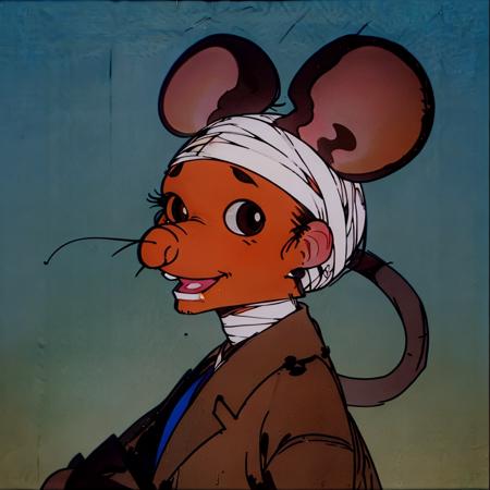 00584-2573347671-(Anthropomorphic Mouse_1.5), Long mouth,He had bandages around his head,1ears,looking to the side,.png